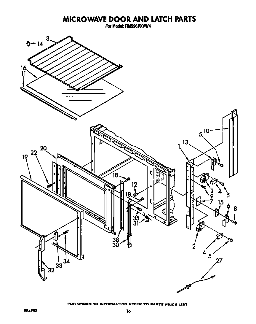 MICROWAVE DOOR AND LATCH