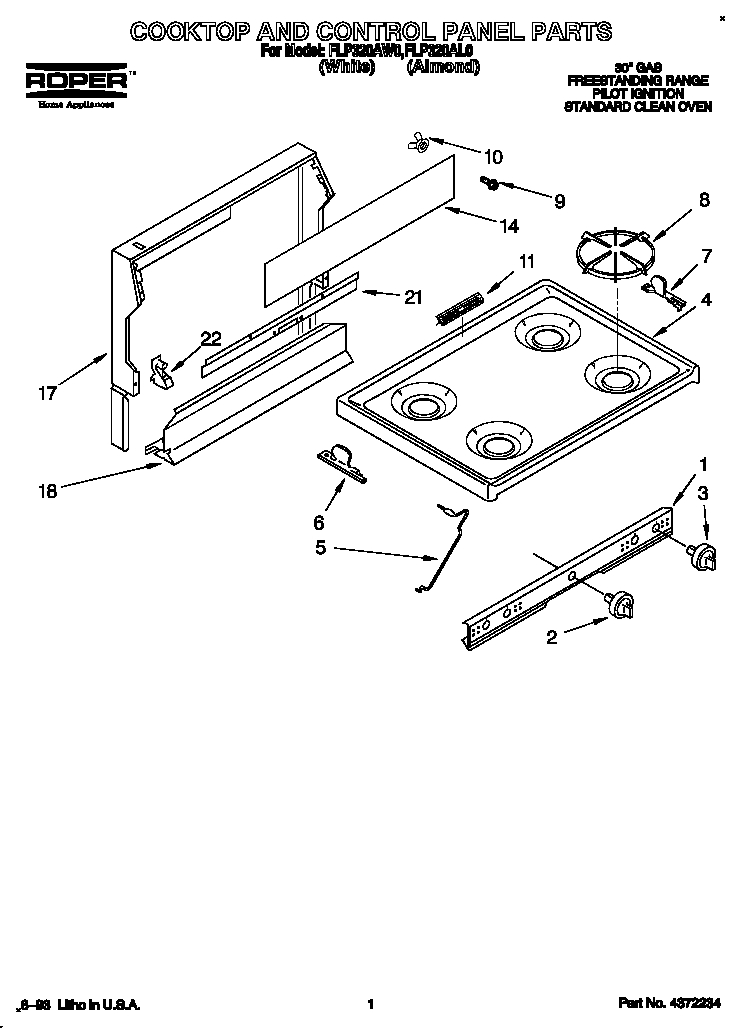 COOKTOP AND CONTROL PANEL