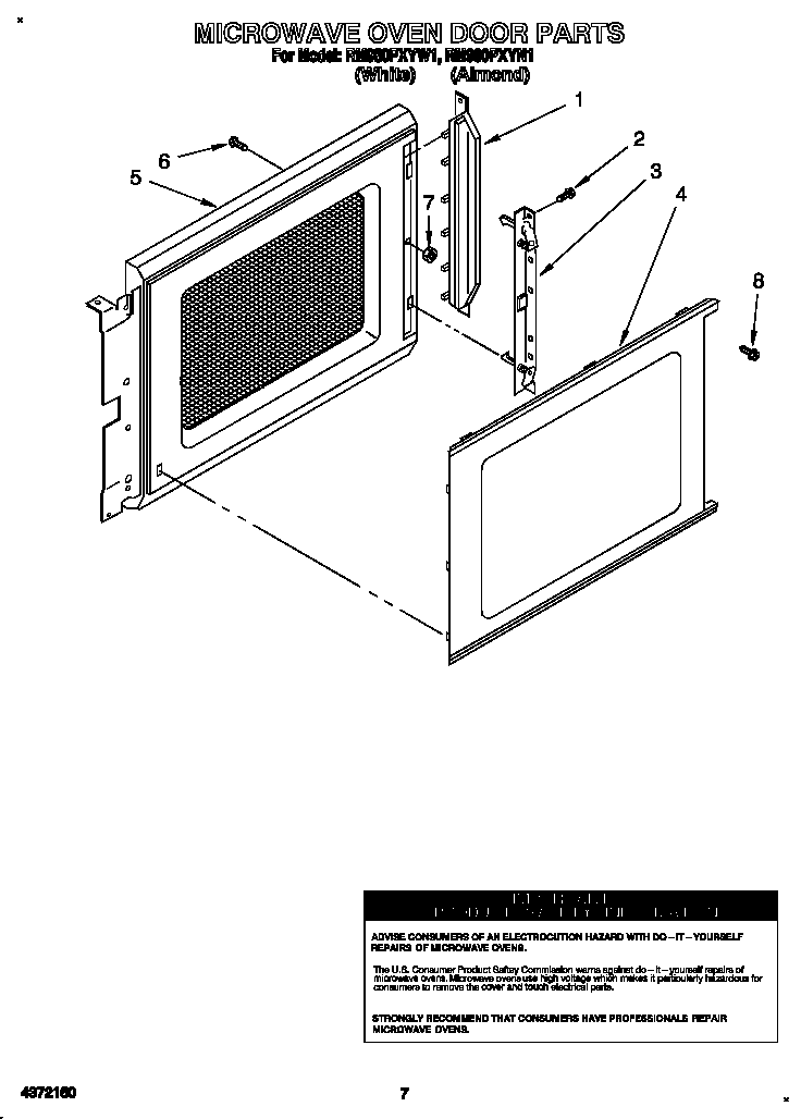 Microwave oven door