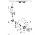 Whirlpool LSC8245BW0 brake, clutch, gearcase, motor and pump diagram