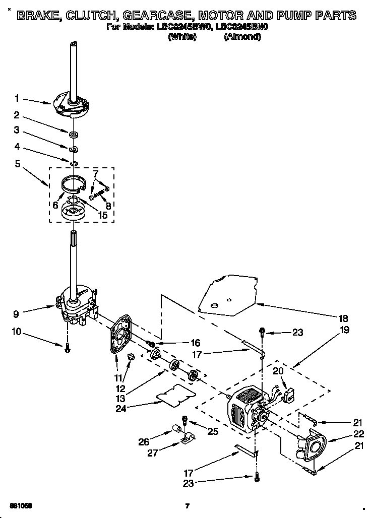Brake, clutch, gearcase, motor and pump