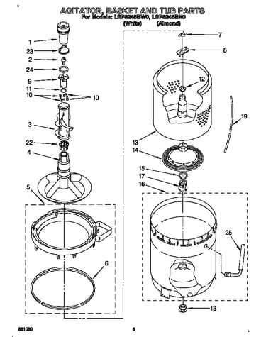 Agitator, basket and tub
