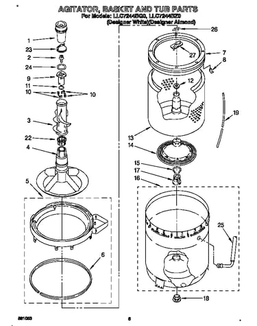 Agitator, basket and tub