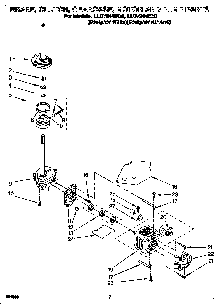 Brake, clutch, gearcase, motor and pump