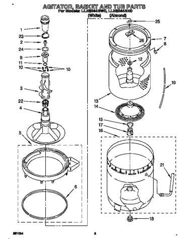 Agitator, basket and tub