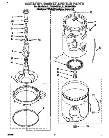 Agitator, basket and tub