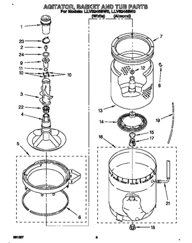 Agitator, basket and tub