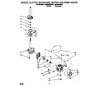 Whirlpool LSP6244BW0 brake, clutch, gearcase, motor and pump diagram