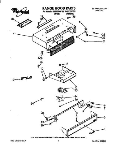 Range hood parts