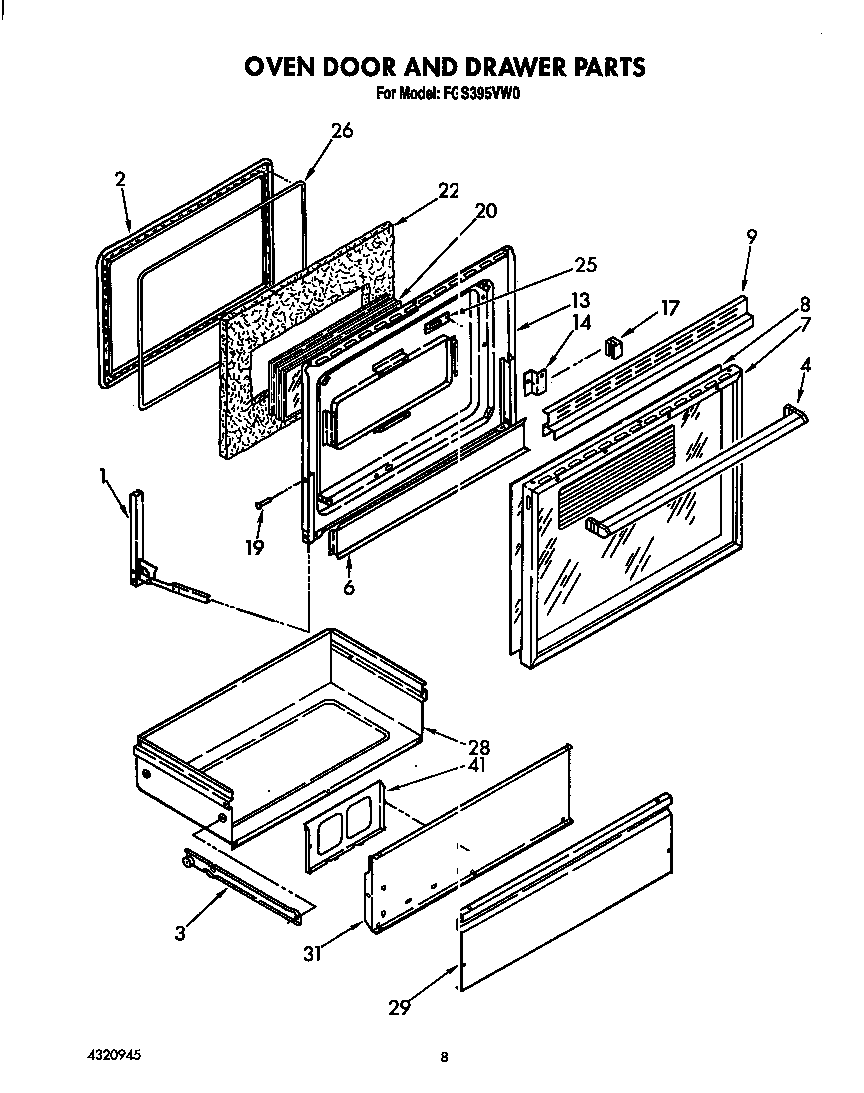 Oven door and drawer
