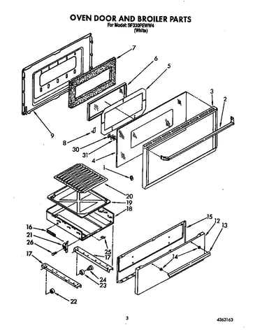 Oven door and broiler
