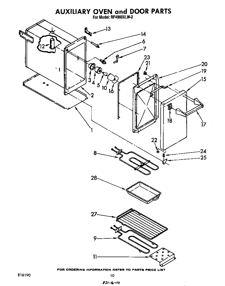 Auxiliary oven and door
