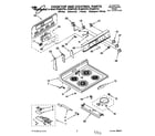 Whirlpool RF366PXYW1 cooktop and control diagram