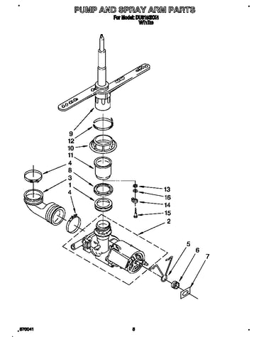 Pump and spray arm