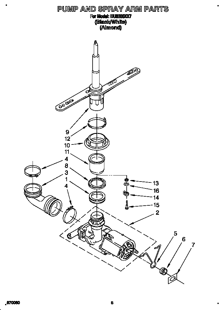 Pump and spray arm