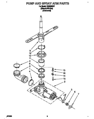 Pump and spray arm