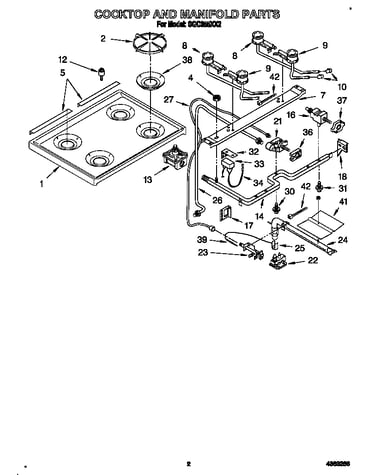 Cooktop and manifold