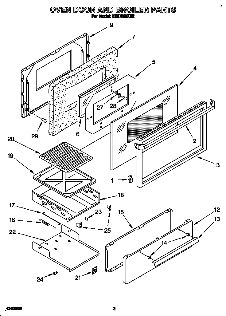 Oven door and broiler