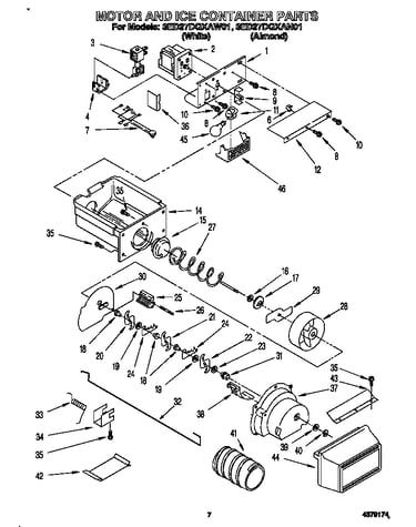 Motor and ice container