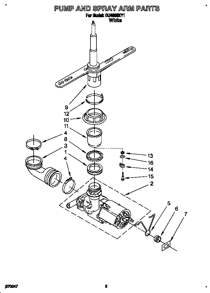 Pump and spray arm
