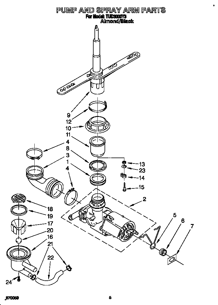 Pump and spray arm
