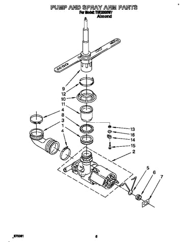 Pump and spray arm