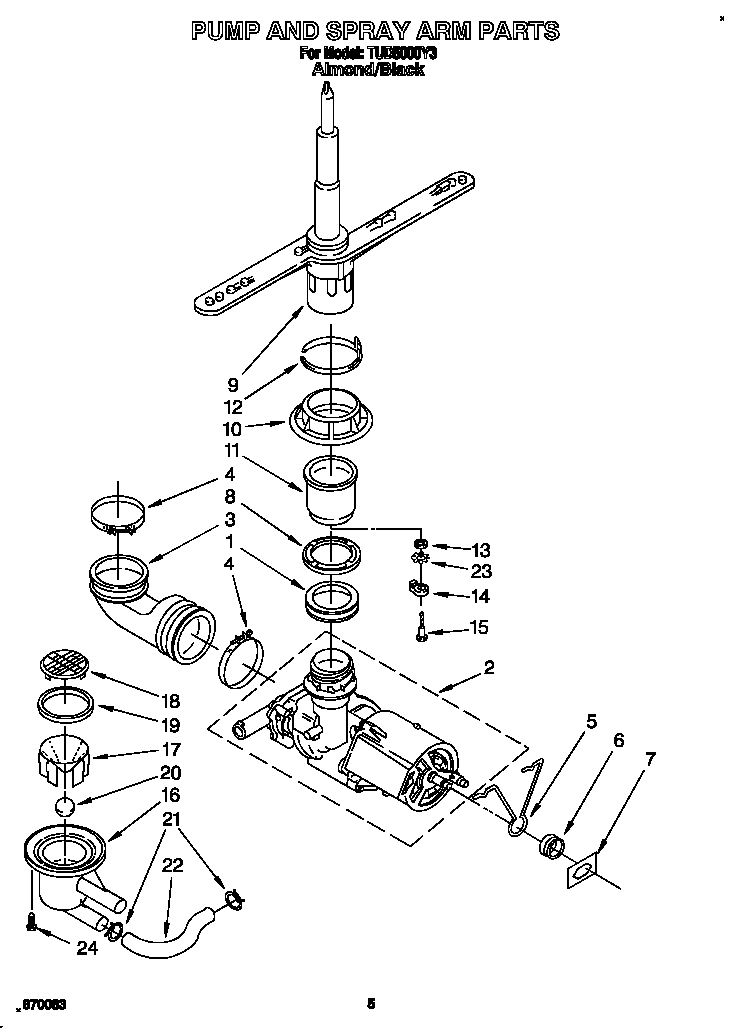 Pump and spray arm