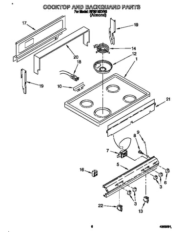 Cooktop and backguard