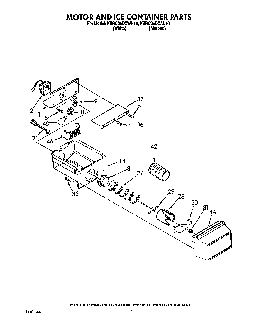 Motor and ice container
