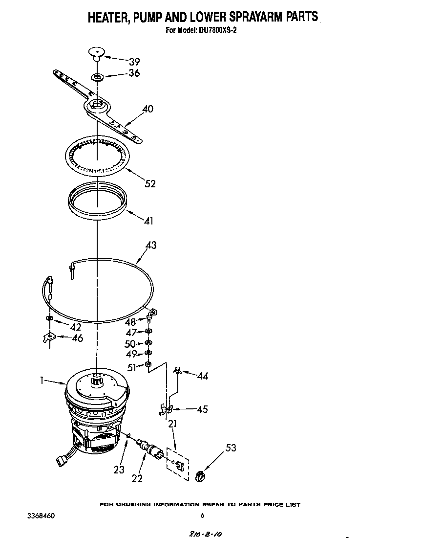 Heater, pump and lower spray arm
