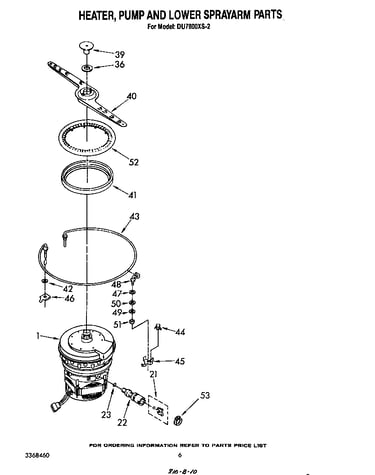 Heater, pump and lower spray arm