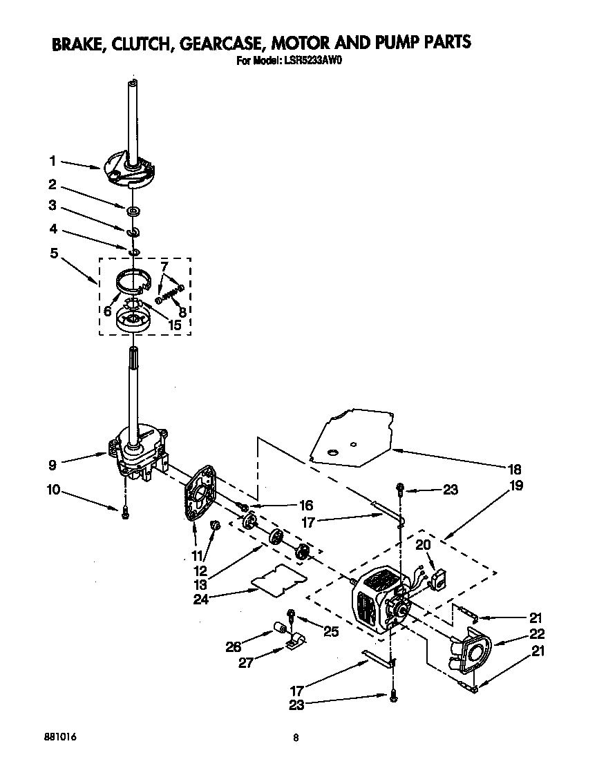 BRAKE, CLUTCH, GEARCASE, MOTOR AND PUMP