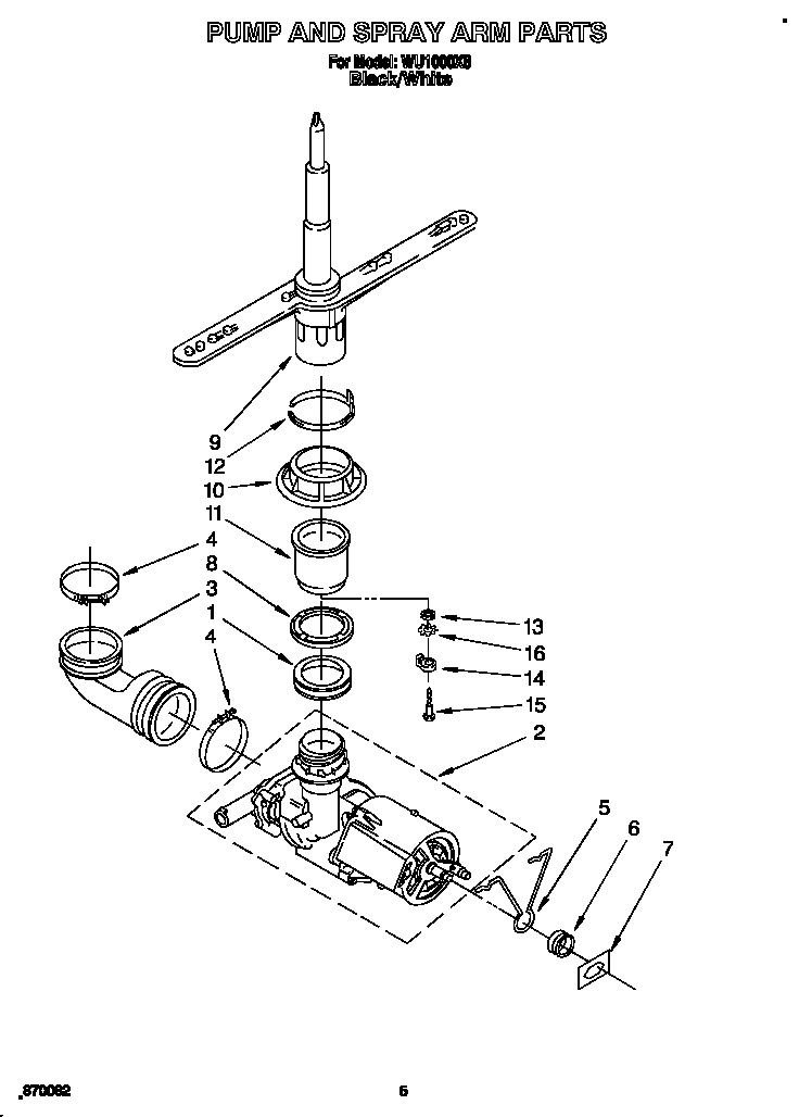 Pump and spray arm