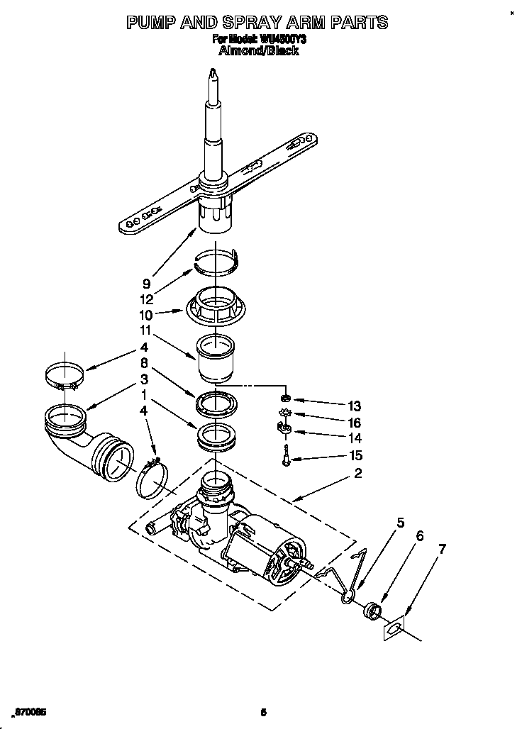 Pump and spray arm
