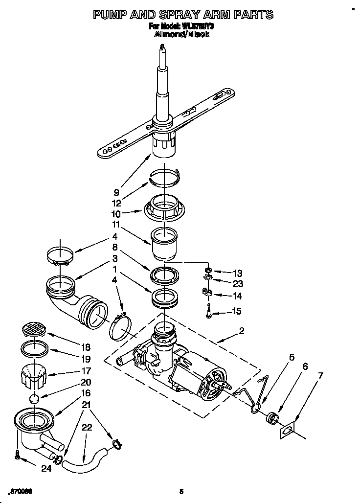 Pump and spray arm