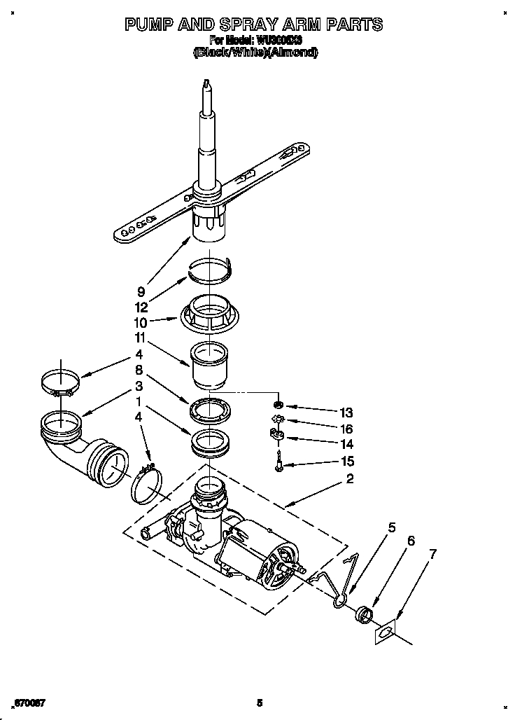 Pump and spray arm