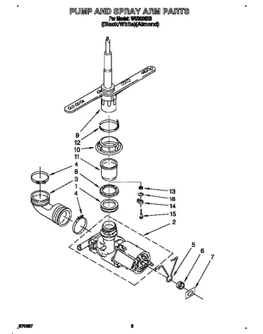 Pump and spray arm