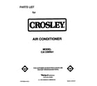 Crosley CA12WR41 front cover diagram