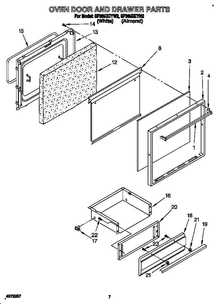 Oven door and drawer