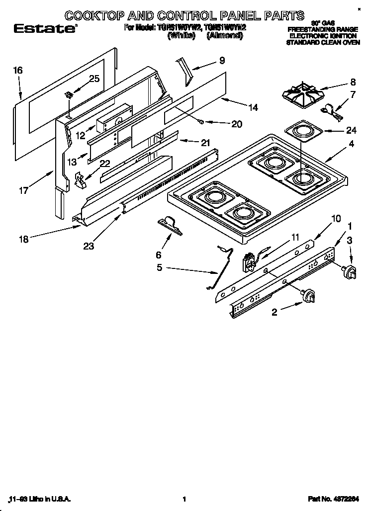 Cooktop and control panel