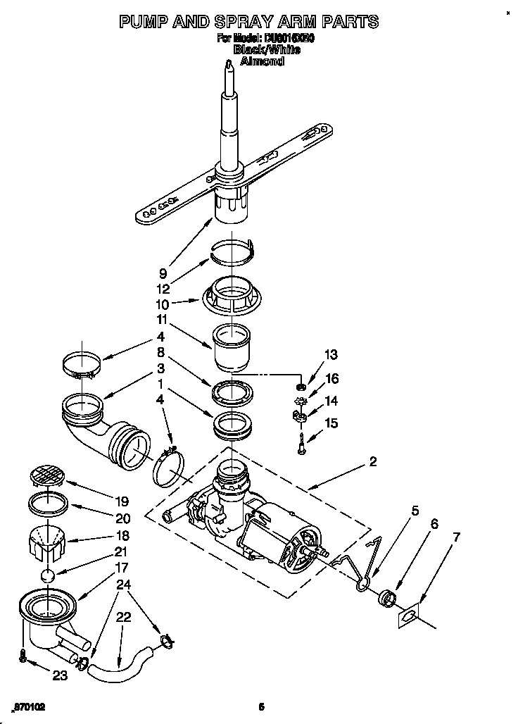 Pump and spray arm