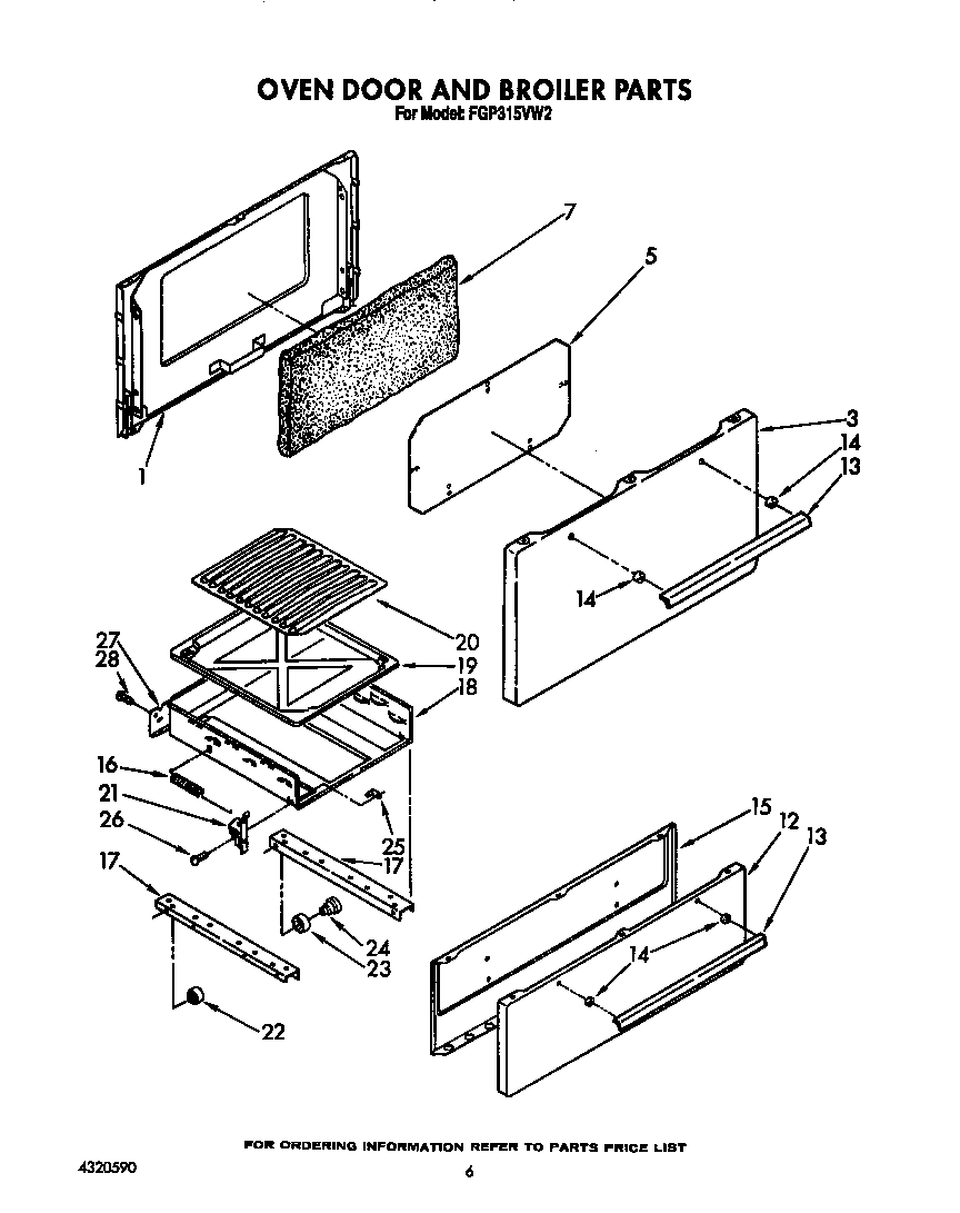 Oven door and broiler