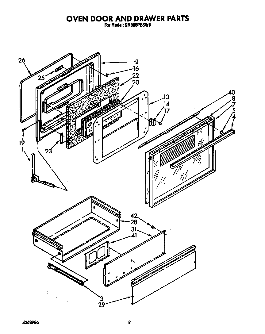 OVEN DOOR AND DRAWER