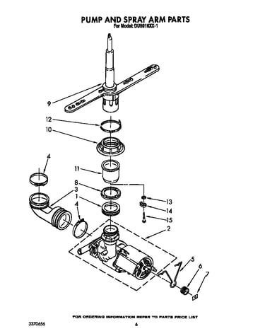 Pump and spray arm