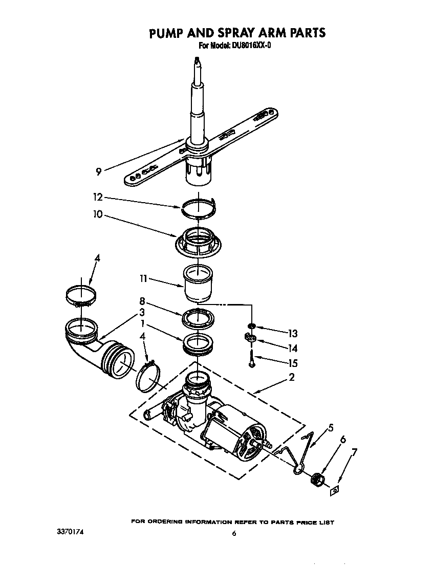 Pump and spray arm