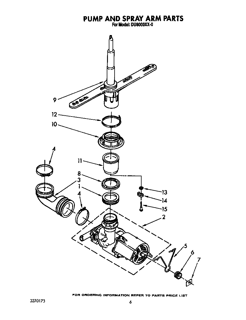 Pump and spray arm