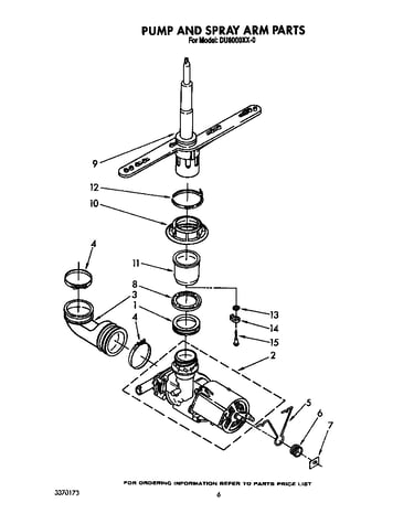 Pump and spray arm