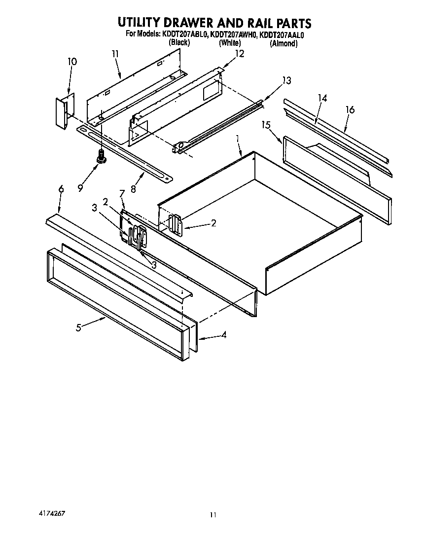 Utility drawer and rail
