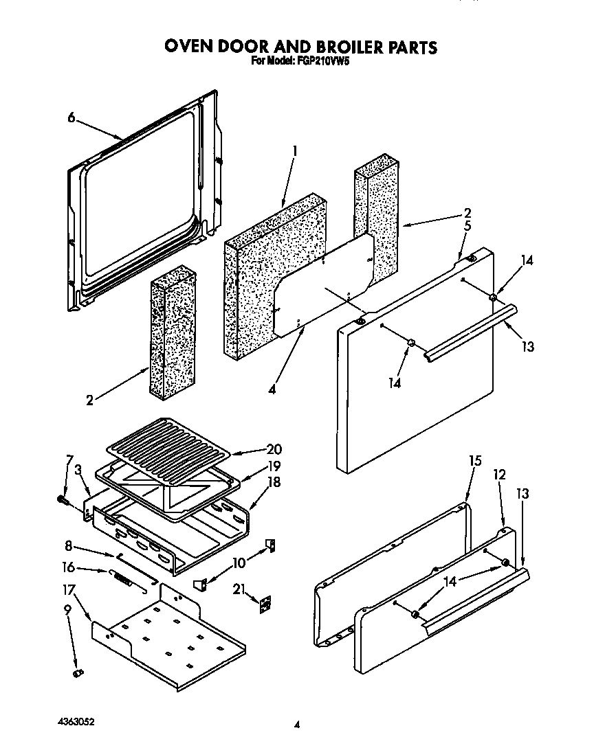 Oven door and broiler