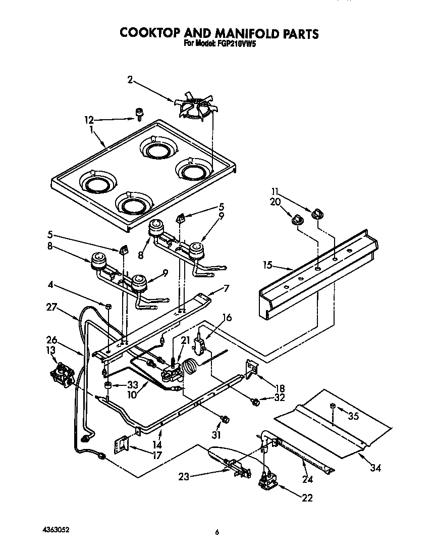 Cooktop and manifold